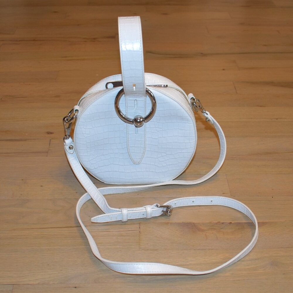 Rebecca Minkoff White Kate Circle Unique Crossbody Leather Bag with top handle